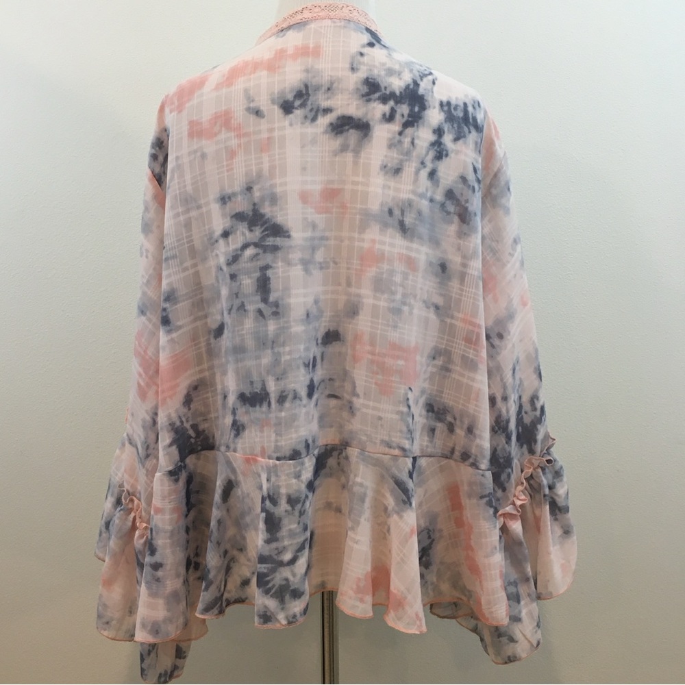 Ces Femme | Ruffled Tie Dye Peplum Kimono - Picture 8 of 8